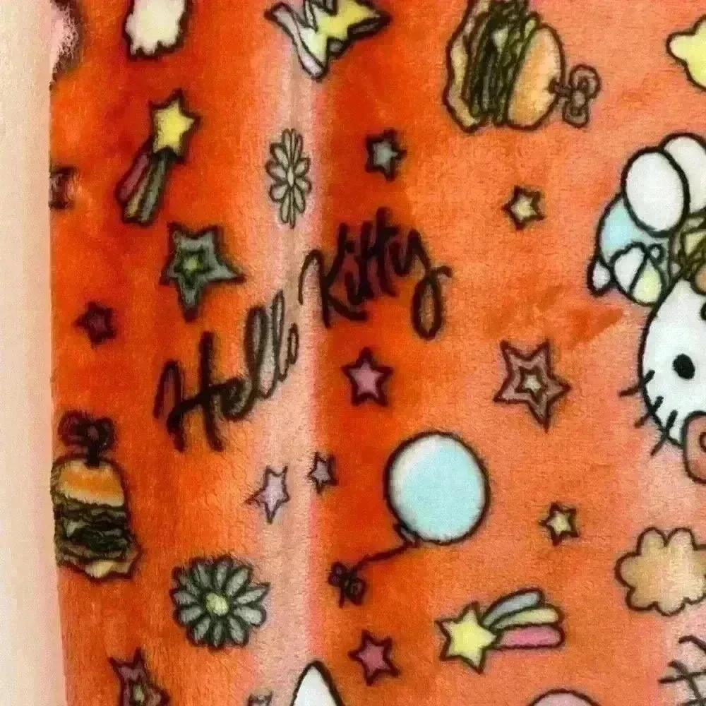 Hello Kitty Orange Cloud Hamburger Soft Throw Blanket 60x70 NEW